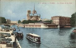 CPA Paris La Pointe de la Cite Bateau Peniche