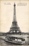 CPA Paris La Tour Eiffel Bateau Peniche 