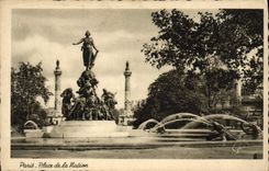 VINTAGE POSTCARD Paris Places Nation Lion