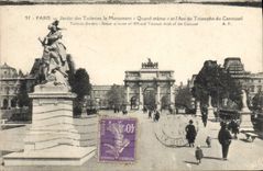 Jardín de París de la POSTAL de la VENDIMIA de Tileries el monumento sin embargo y Arc de Triomphe del carrusel