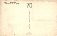 VINTAGE POSTCARD Paris the Perspective night on the Seine Eiffel Tower