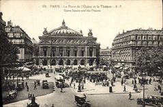 VINTAGE POSTCARD Paris the place of the Opera and the theater