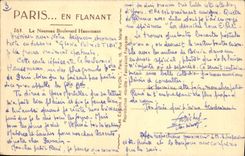 POSTAL París de la VENDIMIA mientras que da un paseo el nuevo bulevar de Haussmann