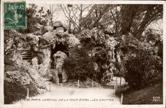 VINTAGE POSTCARD Paris Gardens of the Eiffel Tower Caves