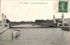 CPA Paris Le Pont Alexandre III Bateau Peniche 