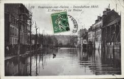 VINTAGE POSTCARD Boulogne On the Seine Flood 1910 the avenue of the Seine