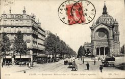CPA Paris Boulevard Malesherbes et l'eglise Saint Augustin