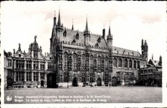 POSTAL MODERNA corte de districto de Brujas el ayuntamiento y la basílica de la sangre del St