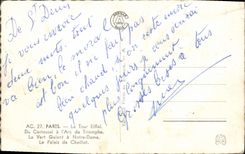 POSTAL MODERNA París la torre Eiffel de Carrouel I Arc de Triomphe el verde galante tiene Notre Dame el paladar de Chaillot