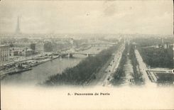 Torre Eiffel del panorama de París de la POSTAL de la VENDIMIA