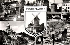 POSTAL MODERNA París Montmartre el corazón ágil de Sacre del Moulin-Colorete del conejo coloca el Hillock