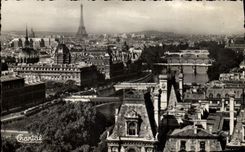 POSTAL MODERNA panorama de París en la torre Eiffel de siete puentes