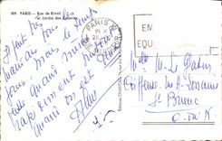 POSTAL MODERNA París Street De Rivoli y Jardin de Tileries