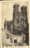 CPA Reims La Cathedrale Apres Le Bombardement Militaria