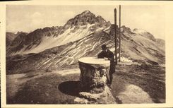 CPA Dauphine Lautaret Ses Environs La table d'orientation du Galibier et le grand Galibier