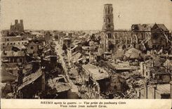 CPA Reims Apres La Guerre Vue Prise Du Faubourg Ceres Militaria