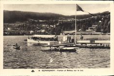 CPA Gerardmer Ponton et Bateau Sur le Lac Bateau