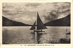 VINTAGE POSTCARD Gerardmer Sunset on the Lake Boat
