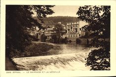 VINTAGE POSTCARD Epinal stopping and the Moselle