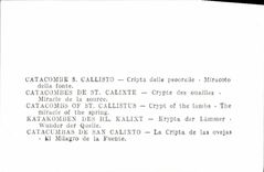 MODERN CARD Catacome S Callisto Cripta beyond pecorelle