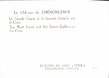 MODERN CARD the Castle of Chenonceaux the Western Frontage and the Large gallery on Expensive