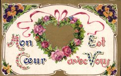 CPA Fantaisie Fleurs Coeur 