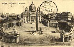 St Pedro E Colonnato de Roma de la POSTAL de la VENDIMIA