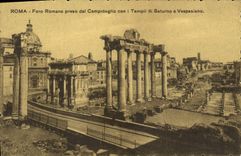 CPA Roma Foro Romano dal Campidoglio con i Tempii di Saturno e Vespasinao 