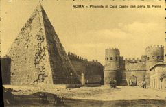 CPA Roma Piramide di Caio Cestio con porta S Paolo 