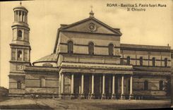 El tuori de la basílica S Pablo de Roma de la POSTAL de la VENDIMIA lo emparedó Chiostro
