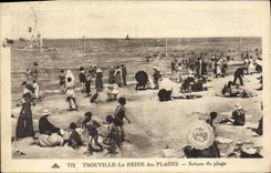 POSTAL Trouville de la VENDIMIA la reina de las escenas de Plags de la playa