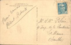 De la VENDIMIA de la POSTAL pequeño Treportaise barco de Treport que se va al barco del pecado