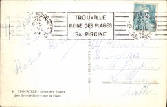 POSTAL MODERNA reina de Trouville de los hoteles grandes de las playas en la playa