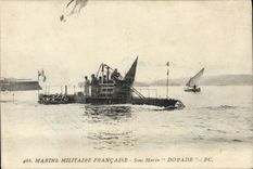 VINTAGE POSTCARD French Navy Submarine Sea-bream