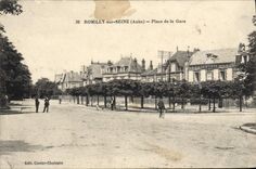 VINTAGE POSTCARD Romilly on the Seine Places Station Seal Commanderie d' Etapes Deposit of Eslopes Eslopes Militaria