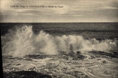 CPA Plage de Croix de Vie Etude de Vague 