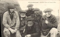 La POSTAL de la VENDIMIA en Bretaña algunos tipos de viejos marineros pesca folklore marina