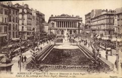 CPA Marseille Square de la Bourse et Monument de Pierre Puget Cachet 115eme Territorial
