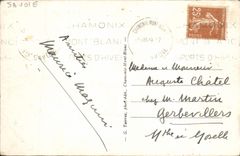POSTAL Chamonix Mont Blanc Teleferic de la VENDIMIA del plan y de Mont Blanc de Pratz