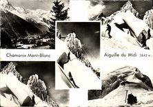 CPM Chamonix Mont Blanc Aiguille du Midi Teleferique de l'aiguille du Midi Les trois pointes de l'aiguille Alpinisme