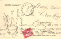 POSTAL Sables d'Olonne Quay de la VENDIMIA de los barcos de la tienda de los pescados