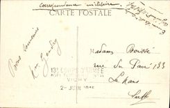 Fuente de Vichy de la POSTAL de la VENDIMIA cuerpo del ejército temporal Hopitail 44 del sello del hospital del décimotercero