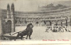CPA Ultima Preghiera Circo Massimo lion