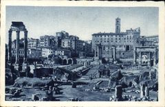 Borde Tempio del romano de Roma Foro de la POSTAL de la VENDIMIA