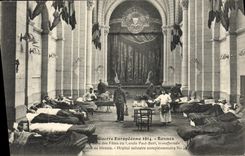 VINTAGE POSTCARD European War Rennes the village hall Of the Circle Paul Bert Militaria