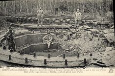 POSTAL Militaria Grepy de la VENDIMIA en el sitio de Laonnois de Canon Bertha