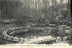 POSTAL Militaria Crepy de la VENDIMIA en el sitio de Laonnois de Canon Bertha