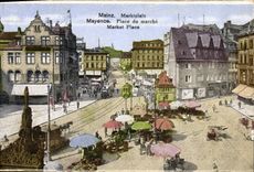VINTAGE POSTCARD Mainz Marktplarz Tram