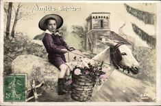 VINTAGE POSTCARD Fantasy Child Mule Ass
