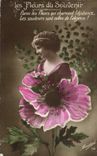 VINTAGE POSTCARD Fantasy Woman flowers known to remember